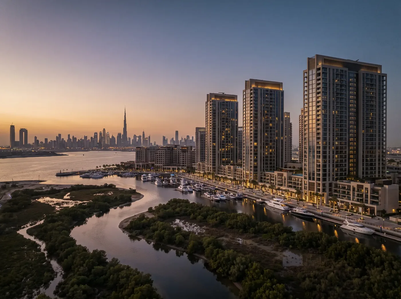 Dubai Creek Harbour am Abend